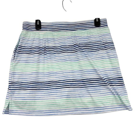 Izod Womens Golf Skort Size M White Blue Multi Stripe Stretch Pull On Pocket - Picture 7 of 12